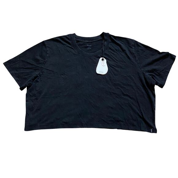 Prana Everyday Crop Tee Women's Large Black Relaxed Fit Faded Vintage Wash Soft - Picture 4 of 9